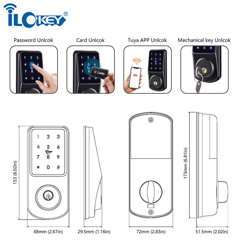 Wifi control tuya smart electronic deadbolt lock - Image 6
