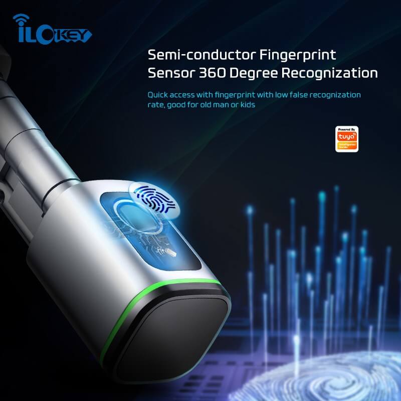 iLockey European Profile Lock Cylinder Tuya Smart Door Lock Fingerprint Electronic Lock Cylinder - Image 2