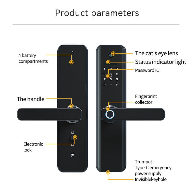 iLockey Tuya Smart Life App Password Mortise Lock Smart Door Lock with Camera - Image 9