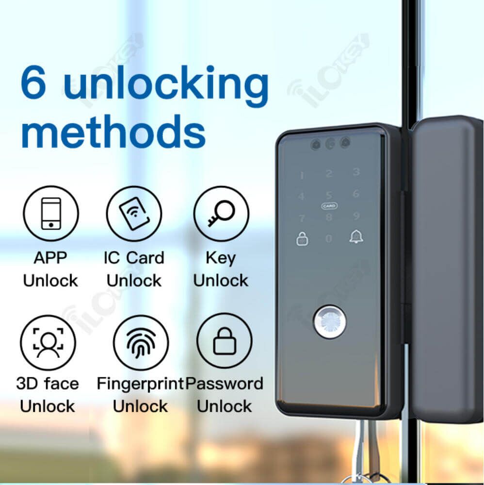 Smart Home Office 3D Face Recognition Password Access Cloud Data Storage TUYA Glass Door Smart Lock - Image 3