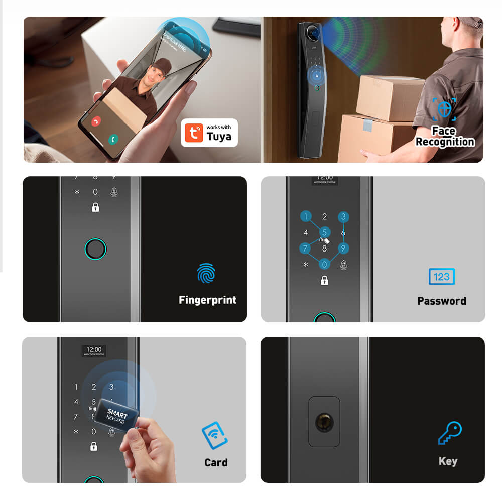 3D Face ID Smart Door Lock Tuya Wifi Camera Lock Intelligent for Outdoor Aluminum Wood Door - Image 3