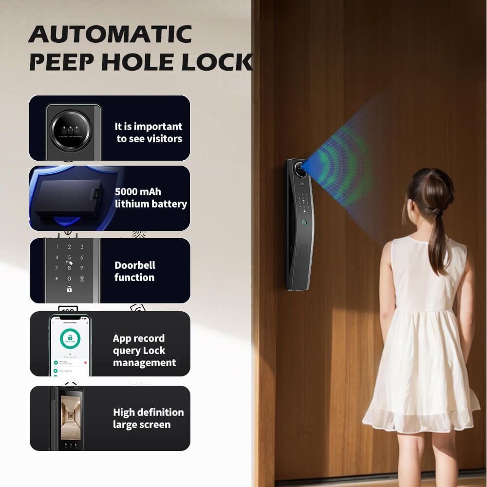 3D Face ID Smart Door Lock Tuya Wifi Camera Lock Intelligent for Outdoor Aluminum Wood Door - Image 4