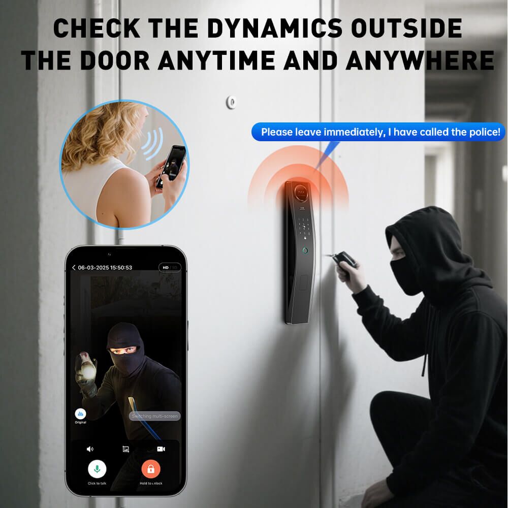 3D Face ID Smart Door Lock Tuya Wifi Camera Lock Intelligent for Outdoor Aluminum Wood Door - Image 5