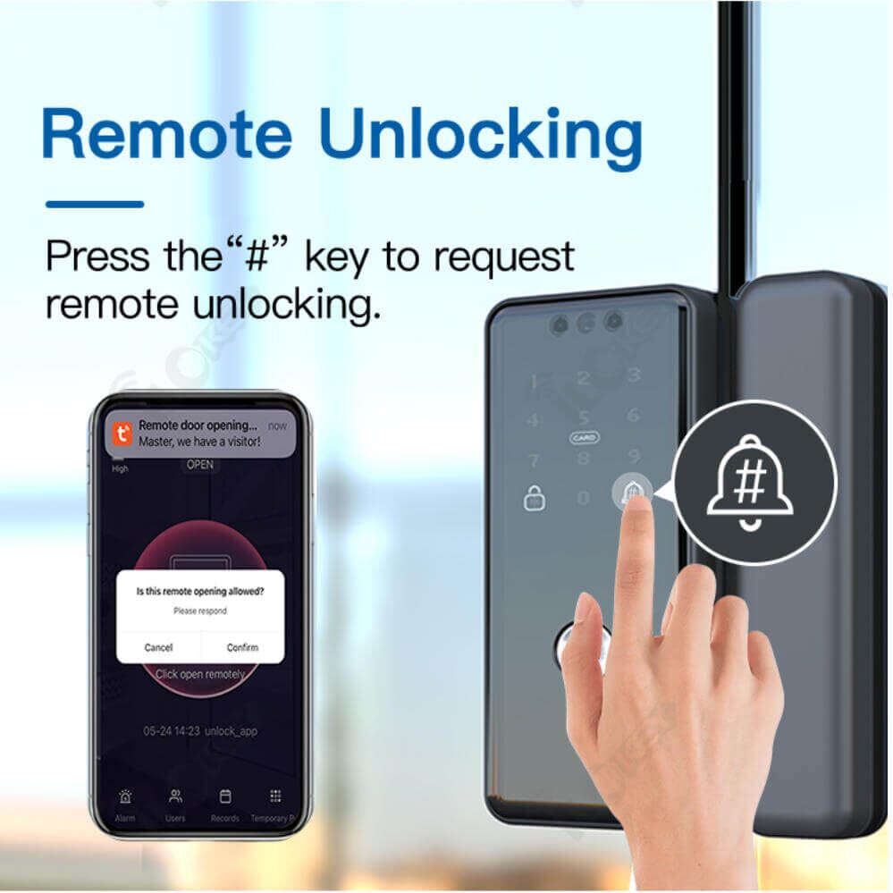 Smart Home Office 3D Face Recognition Password Access Cloud Data Storage TUYA Glass Door Smart Lock - Image 7