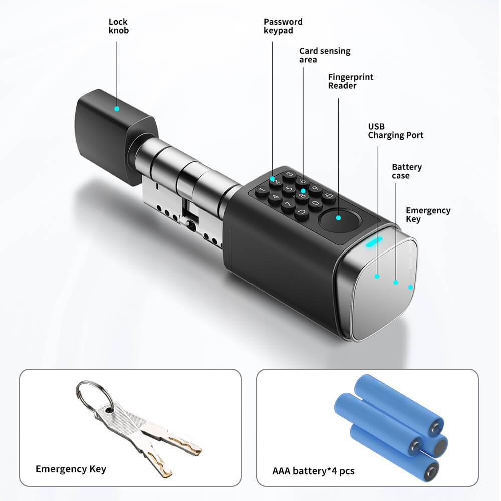 Euro Code Smart Adjustable Cylinder Tuya Fingerprint Digital Cylinder Lock - Image 2