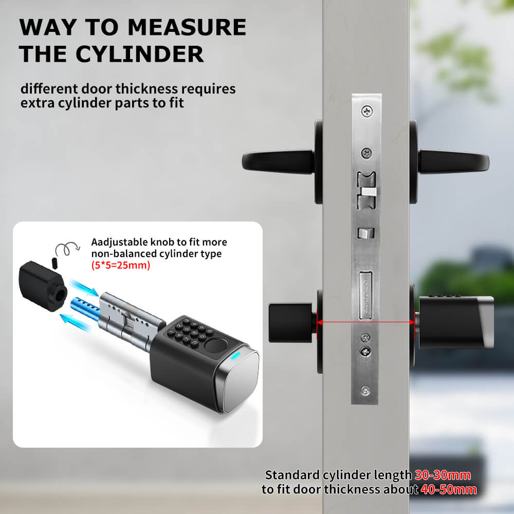 Euro Code Smart Adjustable Cylinder Tuya Fingerprint Digital Cylinder Lock - Image 4