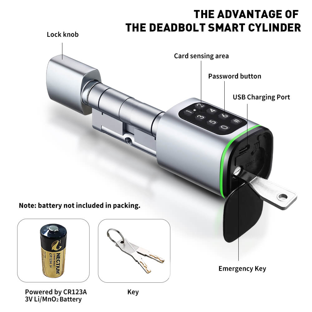 Euro Standard Adjustable Smart Lock Cylinder App Unlock Digital Lock Cylinder - Image 6