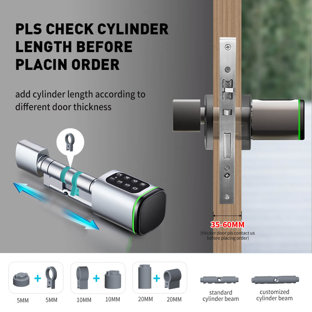 Euro Standard Adjustable Smart Lock Cylinder App Unlock Digital Lock Cylinder - Image 7