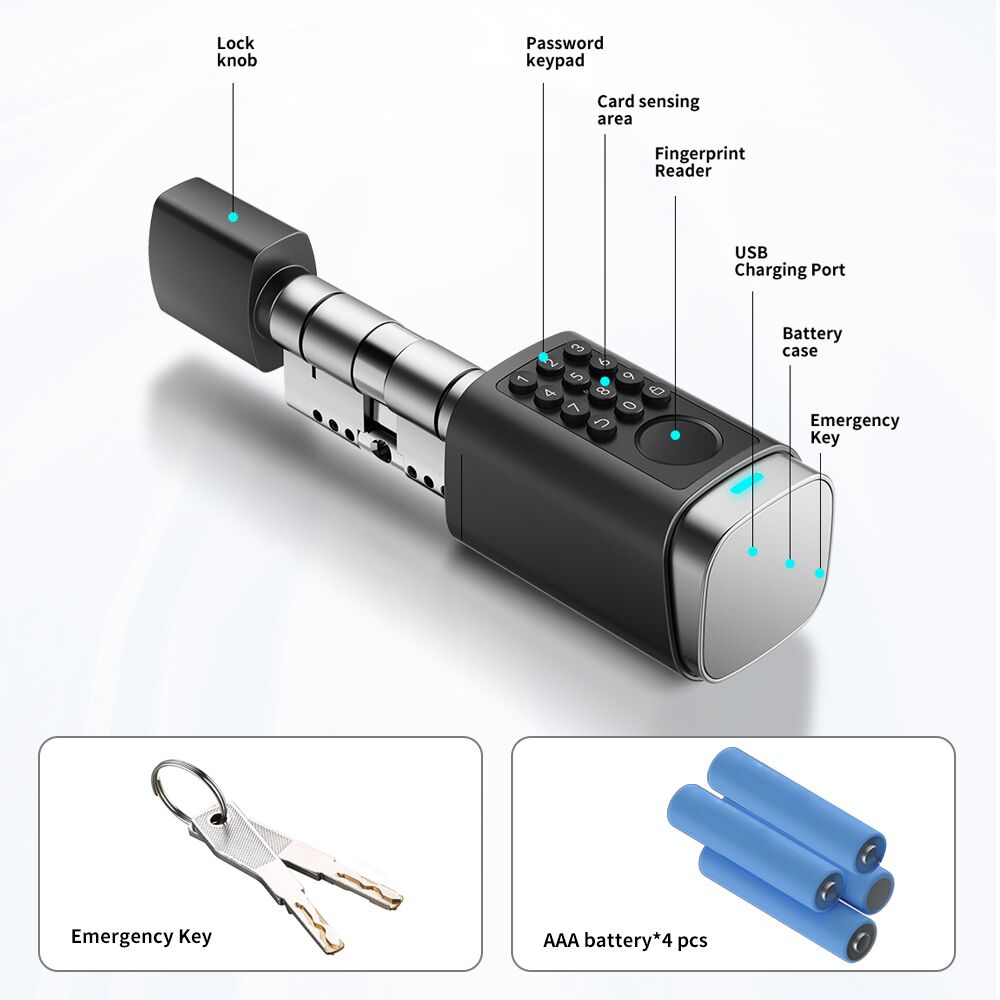 S7 Euro Cylinder Electronic TTLock Bluetooth Fingerprint Digital Lock for Rental Property - Image 3